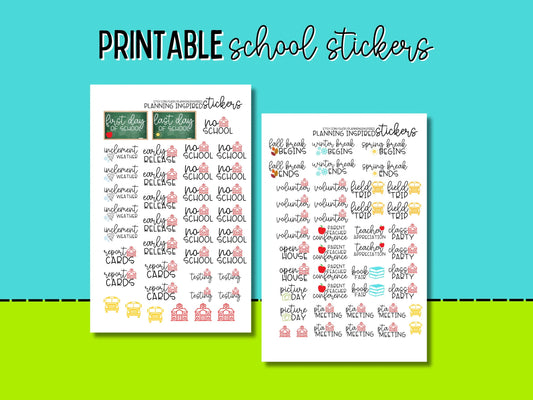 Printable School Planner Stickers