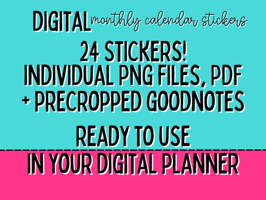 Digital Monthly Calendar Stickers for 2026